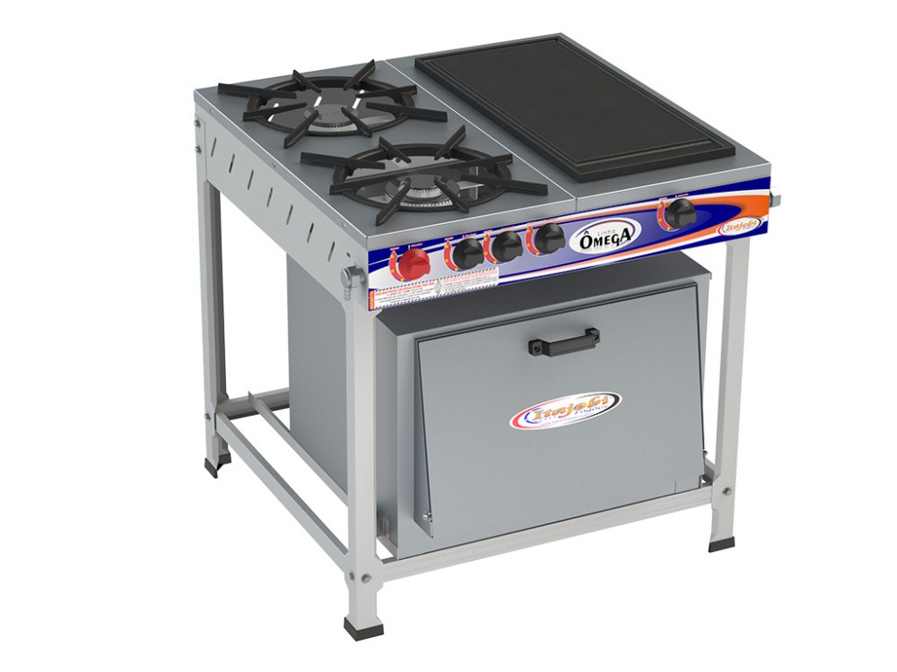 Fogão 2 Bocas Chapa Ômega c/ forno e - 1QS 1QD