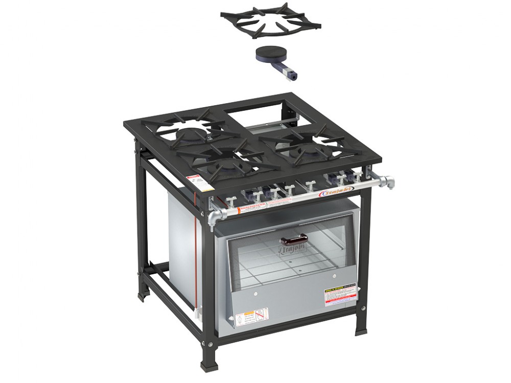 Fogão 4 Bocas Baixa Pressão Estampado 2QS 2QD c/ Forno