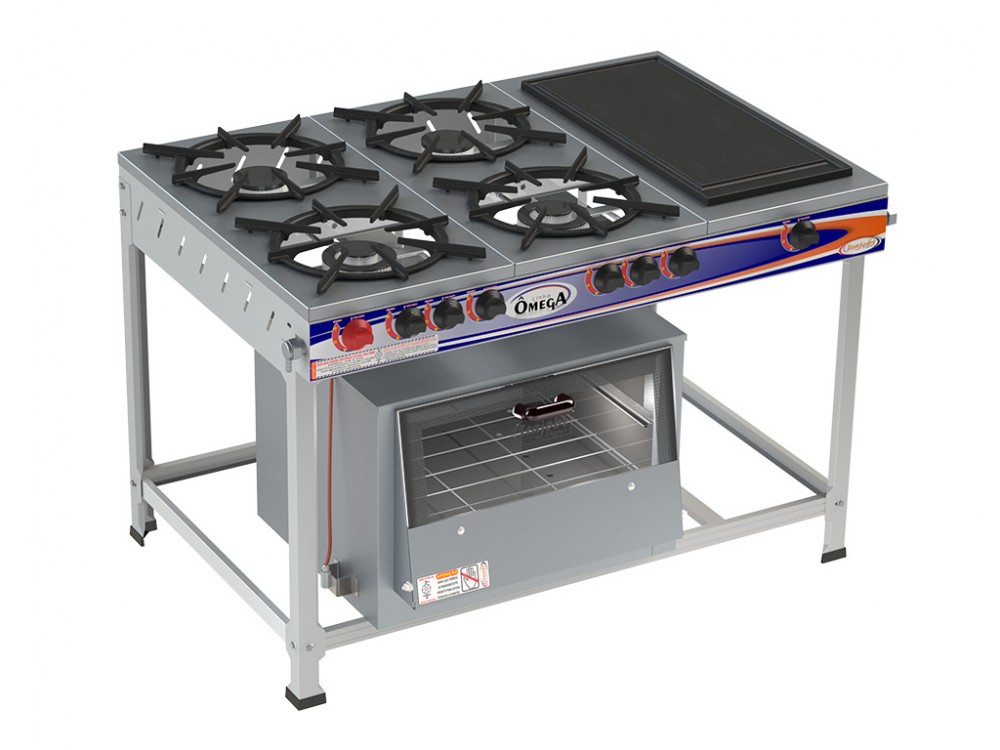 Fogão 4 Bocas Chapa Ômega c/ forno - 2QS 2QD