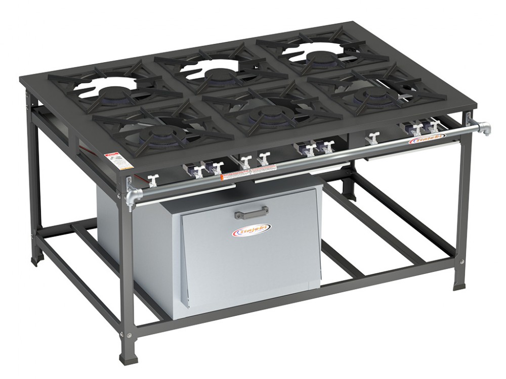 Fogão Tradicional 6 Bocas B.P c/ Forno - 3QS 3QD 40X40