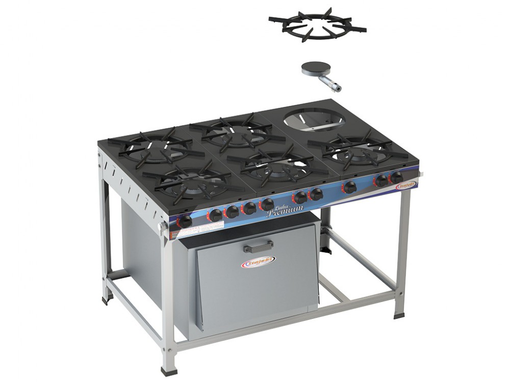 Fogão 6 Bocas Premium C/ Forno - 3QS 3QD