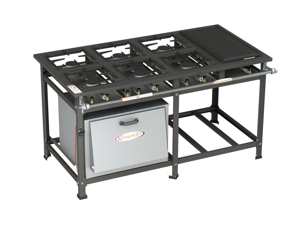 Fogão 6 Bocas Chapa Standard A.P  - 6QS 30x30 C/ FORNO